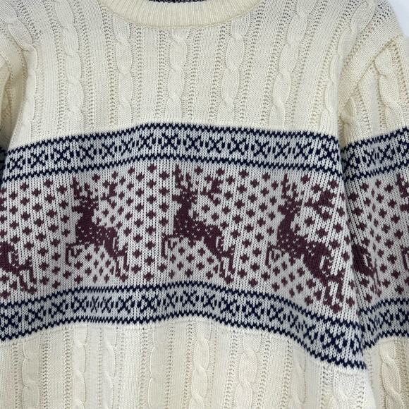 VINTAGE Peter England reindeer print knit pullover Christmas sweater size small - Picture 3 of 6